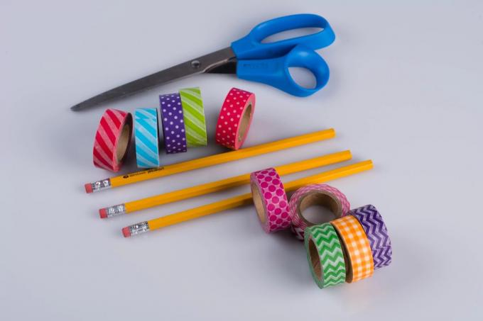 Pasos de los lápices de la cinta de DIY Washi